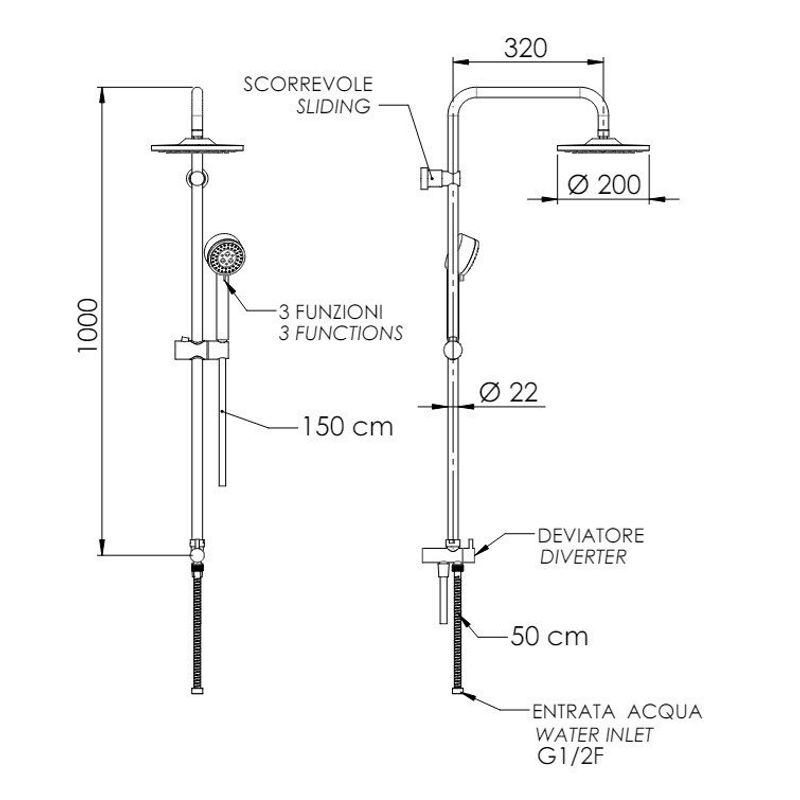 Душевая система REMER 330X9MOEC20NRA хром