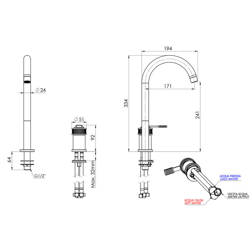 Смеситель для раковины REMER Atelier AL57LNO черный матовый