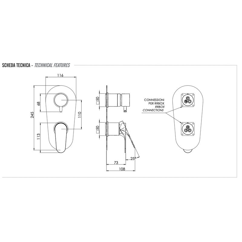 Смеситель скрытого монтажа для душа REMER Class Line L92KB