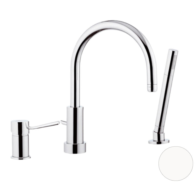 Смеситель для ванны REMER Minimal N07BO с поворотным изливом белый матовый