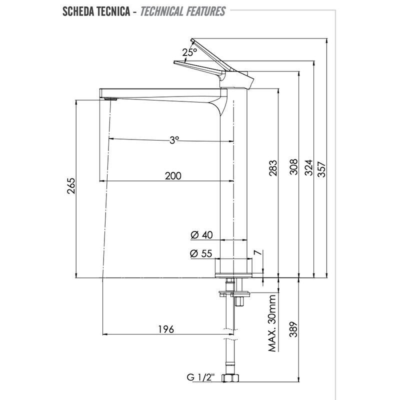Смеситель для раковины REMER Slash SL11L хром