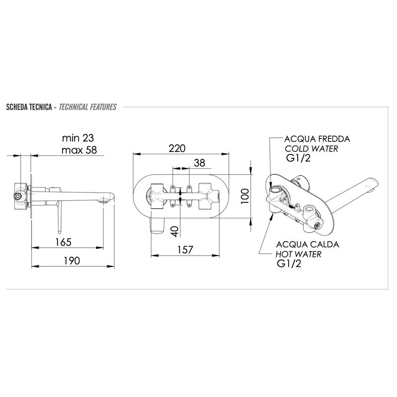 Смеситель скрытого монтажа для раковины REMER Vanity V15 хром