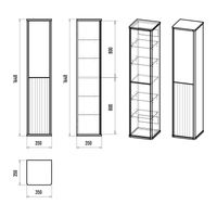 Шкаф-пенал для ванной Brevita Risacca crema 35 универсальный / RIS-05035-034П серый кашемир эмаль — 9