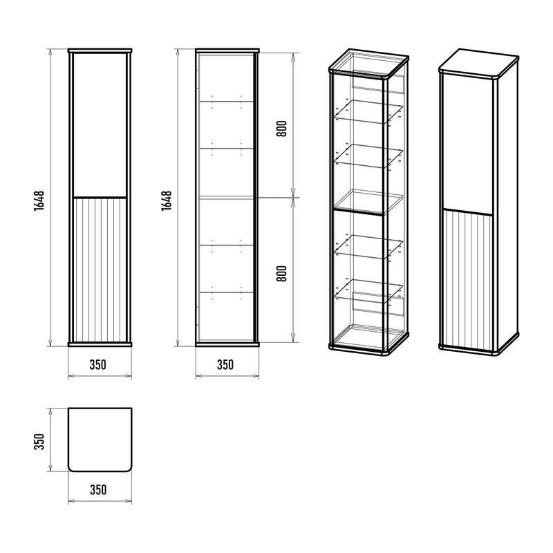 Шкаф-пенал для ванной Brevita Risacca crema 35 универсальный / RIS-05035-034П серый кашемир эмаль