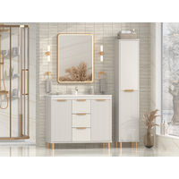 Шкаф-пенал для ванной Brevita Risacca crema 35 универсальный / RIS-05035-034П серый кашемир эмаль — 8