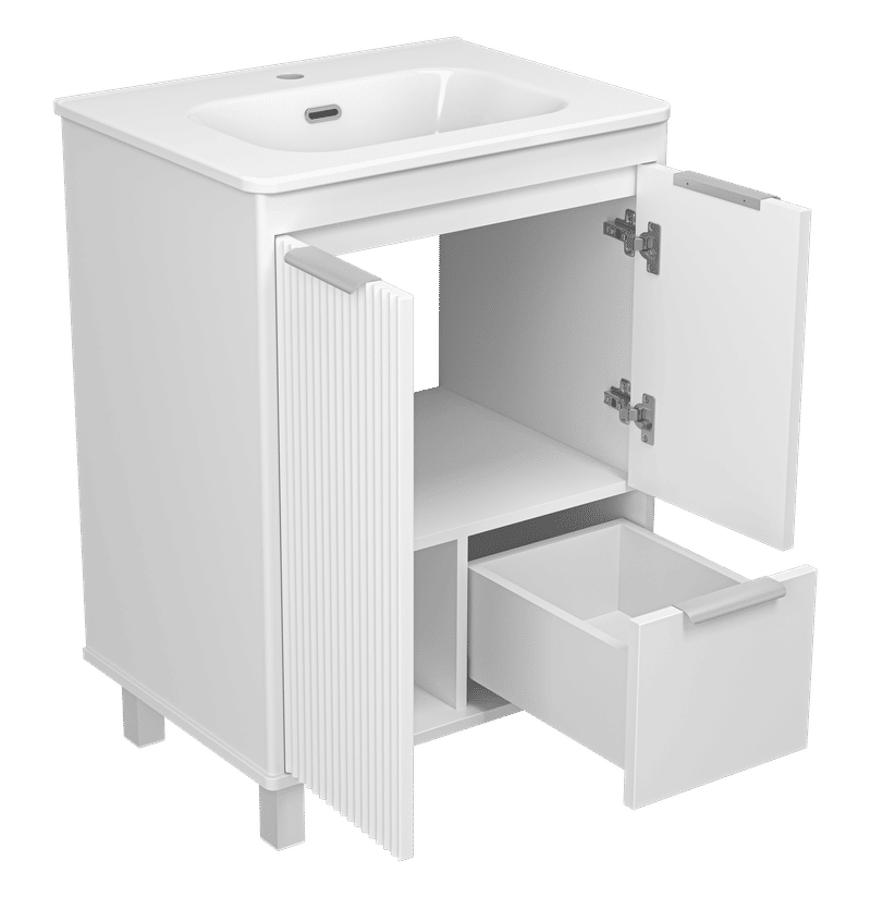RISACCA white - 60 Тумба напольная 2 дв. 1 ящ., белая матовая эмаль
