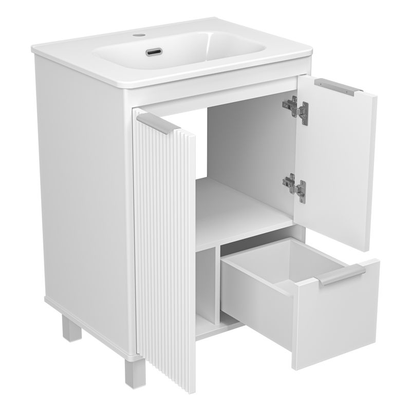 Тумба под раковину Brevita Risacca white 60 напольная 2 дв. 1 ящ. / RIS-06060-0142Я белая матовая эмаль