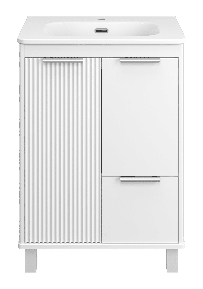 RISACCA white - 60 Тумба напольная 2 дв. 1 ящ., белая матовая эмаль
