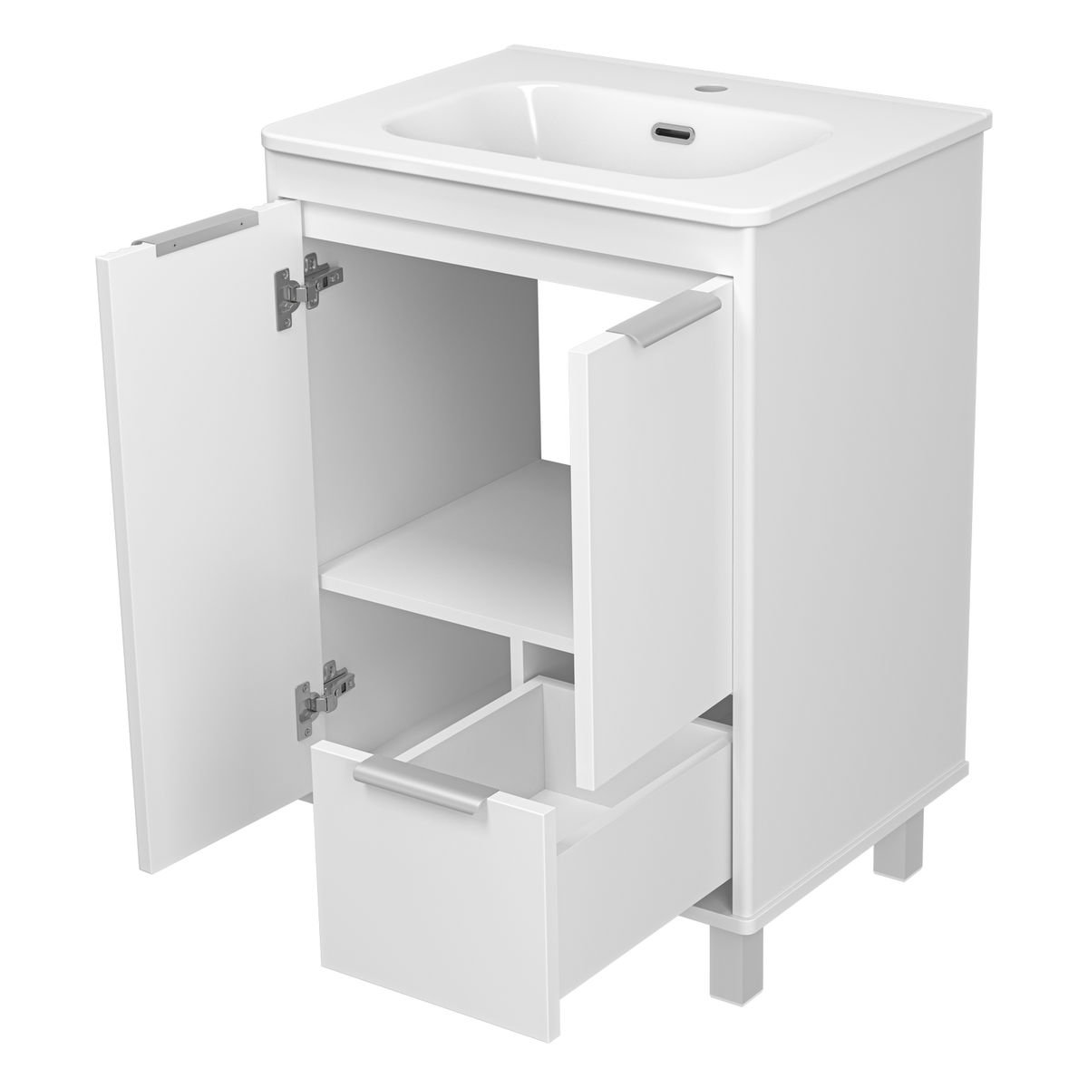RISACCA white - 60 Тумба напольная 2 дв. 1 ящ., белая матовая эмаль