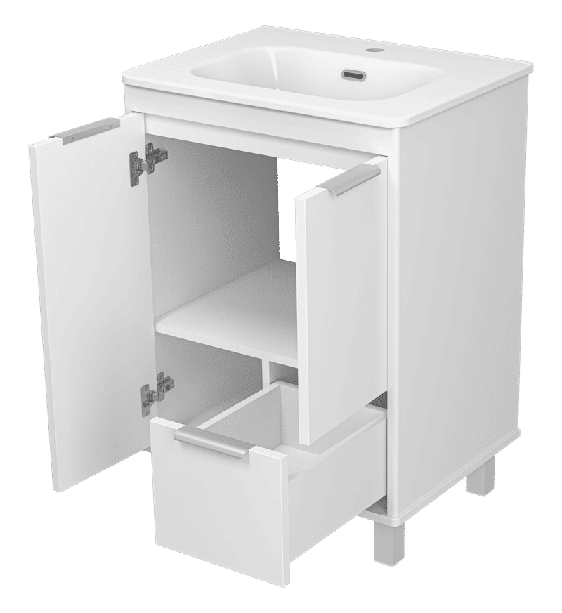 RISACCA white - 60 Тумба напольная 2 дв. 1 ящ., белая матовая эмаль