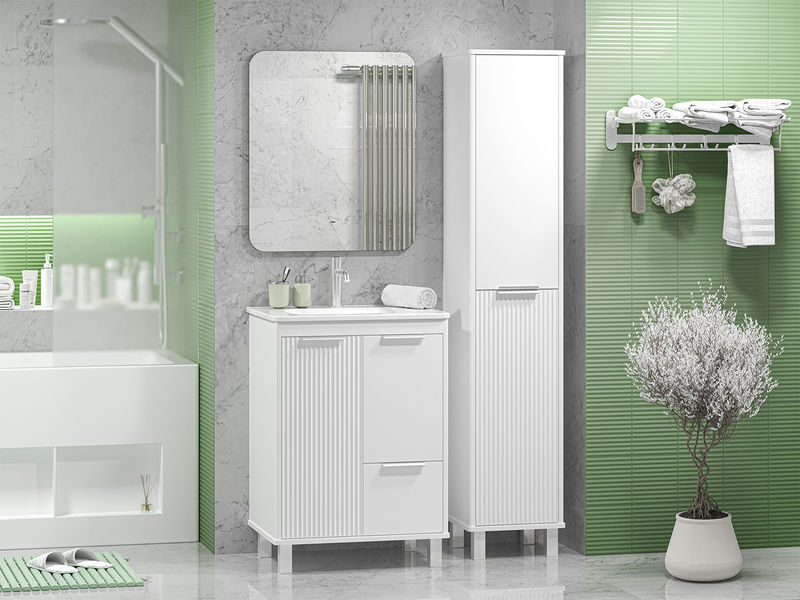 RISACCA white - 60 Тумба напольная 2 дв. 1 ящ., белая матовая эмаль