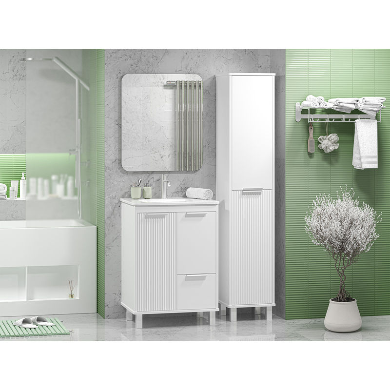 Тумба под раковину Brevita Risacca white 60 напольная 2 дв. 1 ящ. / RIS-06060-0142Я белая матовая эмаль