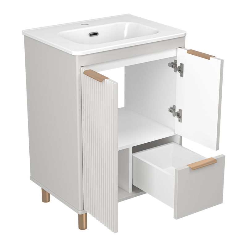 Тумба под раковину Brevita Risacca crema 60 напольная 2 дв. 1 ящ. / RIS-06060-0342Я серый кашемир эмаль