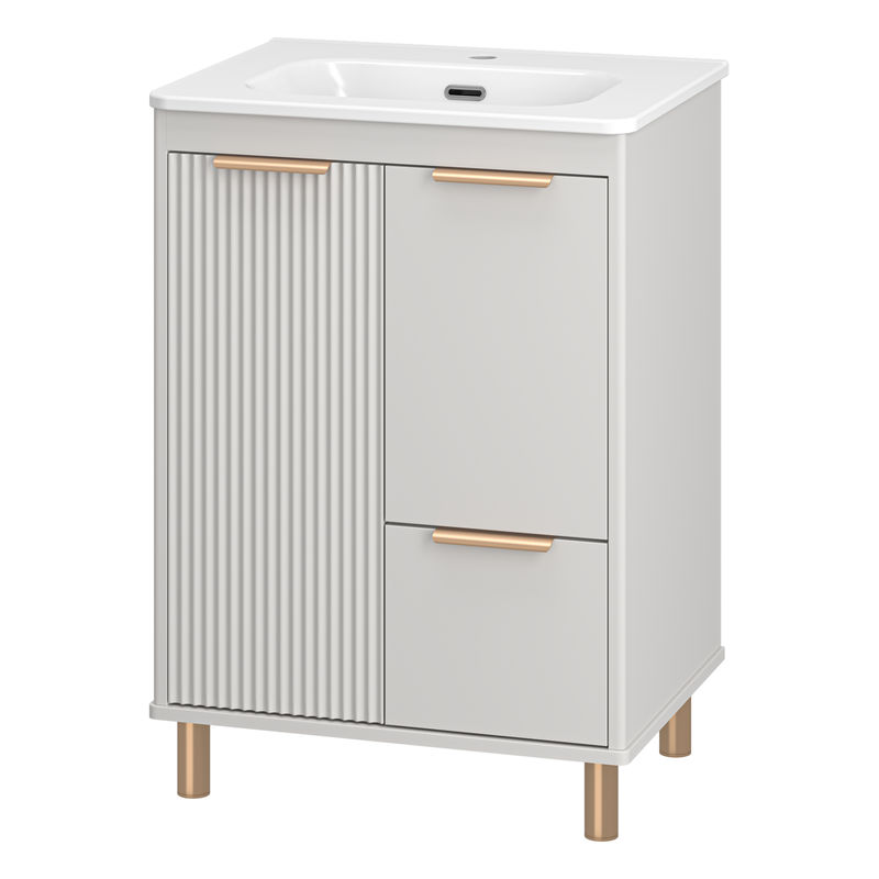 Тумба под раковину Brevita Risacca crema 60 напольная 2 дв. 1 ящ. / RIS-06060-0342Я серый кашемир эмаль