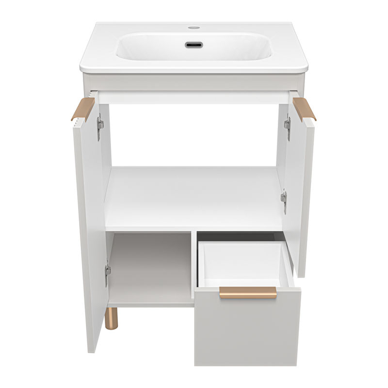 Тумба под раковину Brevita Risacca crema 60 напольная 2 дв. 1 ящ. / RIS-06060-0342Я серый кашемир эмаль