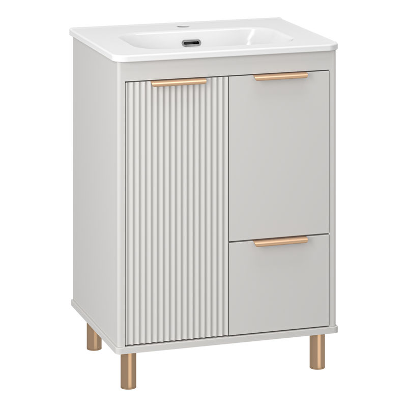 Тумба под раковину Brevita Risacca crema 60 напольная 2 дв. 1 ящ. / RIS-06060-0342Я серый кашемир эмаль