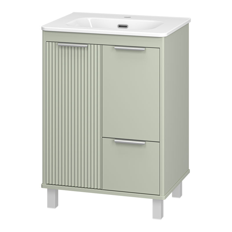 Тумба под раковину Brevita Risacca pistachio 60 напольная 2 дв. 1 ящ. / RIS-06060-0842Я фисташковый матовая эмаль
