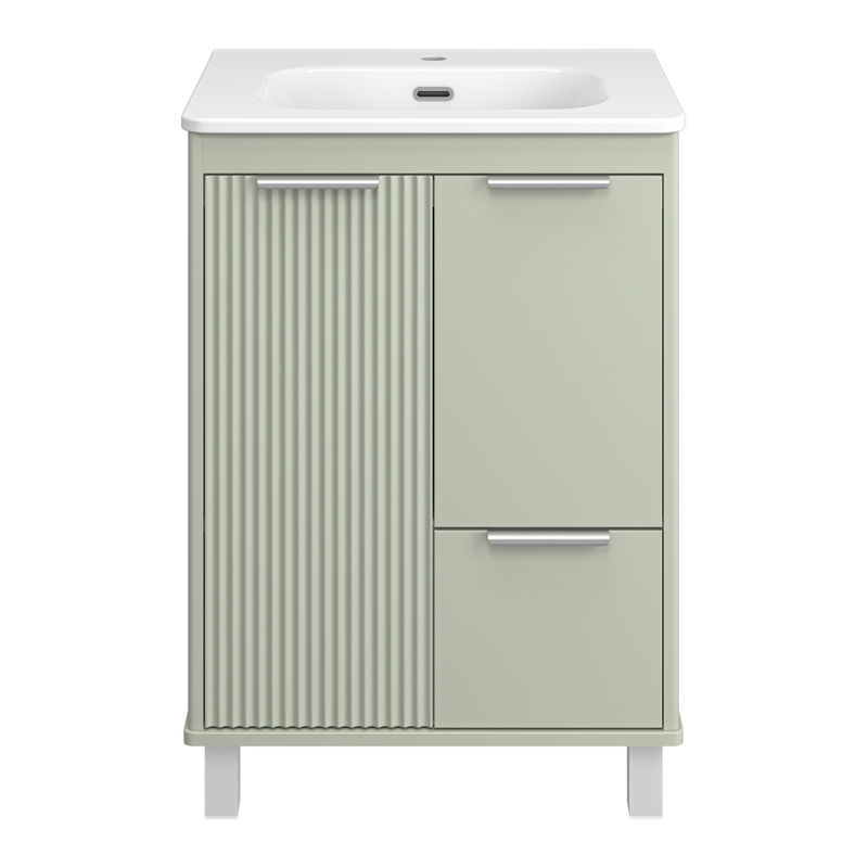 Тумба под раковину Brevita Risacca pistachio 60 напольная 2 дв. 1 ящ. / RIS-06060-0842Я фисташковый матовая эмаль