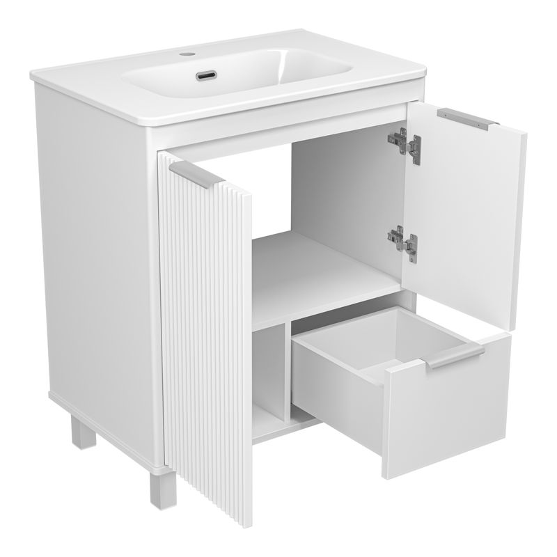 Тумба под раковину Brevita Risacca white 70 напольная 2 дв. 1 ящ. / RIS-06070-0142Я белая матовая эмаль