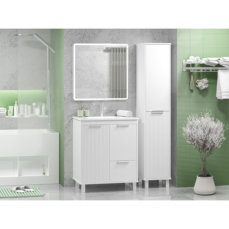 Тумба под раковину Brevita Risacca white 70 напольная 2 дв. 1 ящ. / RIS-06070-0142Я белая матовая эмаль