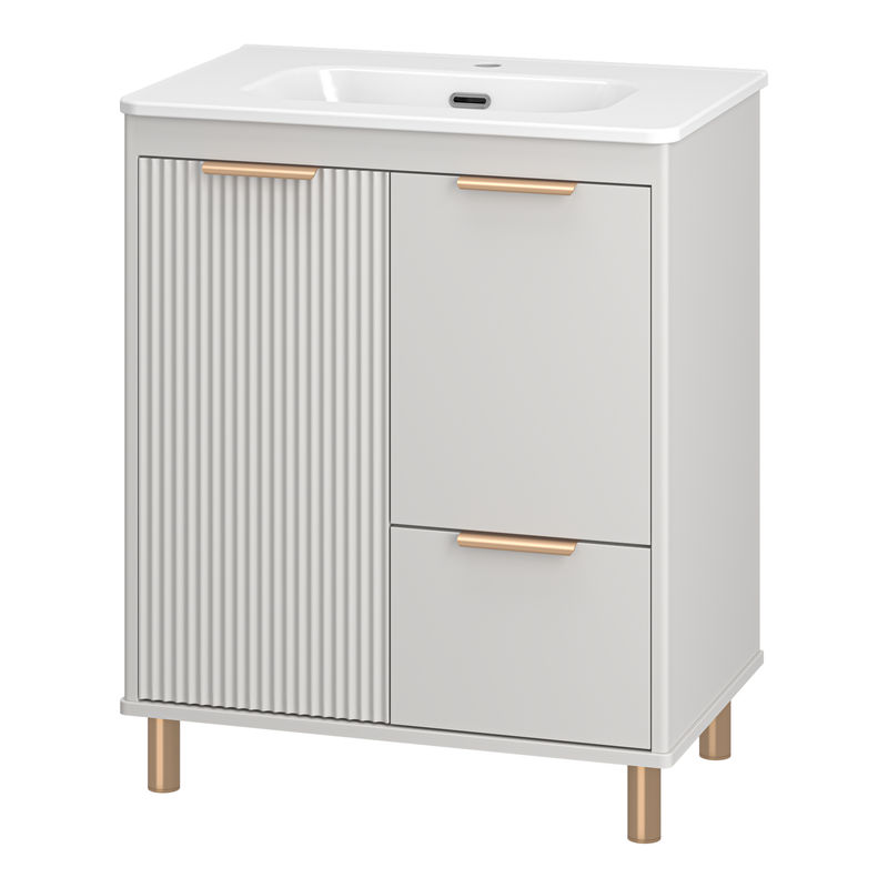 Тумба под раковину Brevita Risacca crema 70 напольная 2 дв. 1 ящ. / RIS-06070-0342Я серый кашемир эмаль