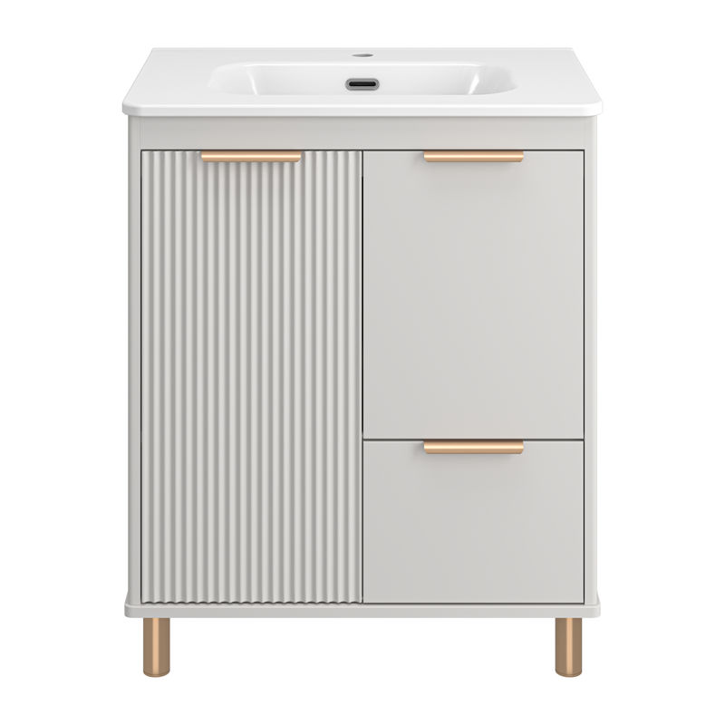 Тумба под раковину Brevita Risacca crema 70 напольная 2 дв. 1 ящ. / RIS-06070-0342Я серый кашемир эмаль