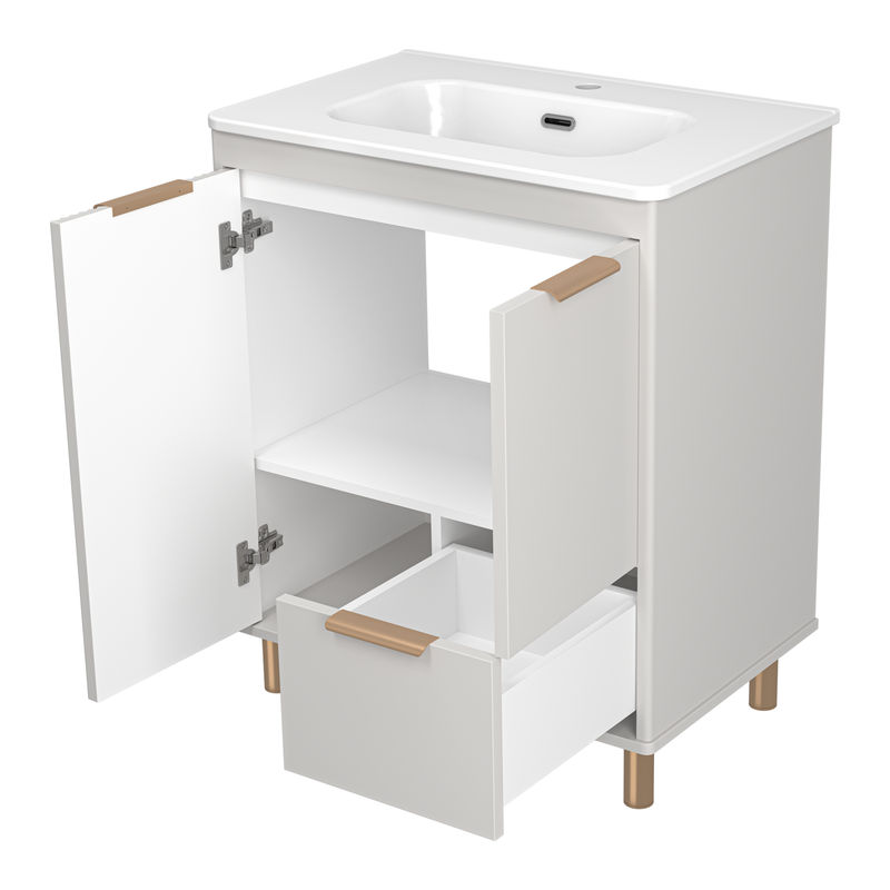 Тумба под раковину Brevita Risacca crema 70 напольная 2 дв. 1 ящ. / RIS-06070-0342Я серый кашемир эмаль