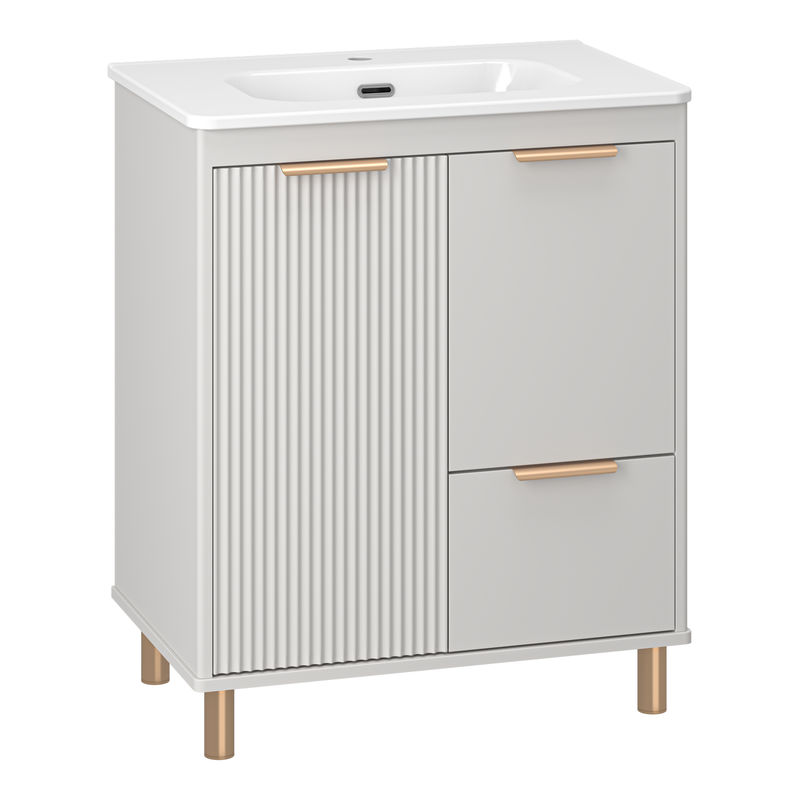 Тумба под раковину Brevita Risacca crema 70 напольная 2 дв. 1 ящ. / RIS-06070-0342Я серый кашемир эмаль