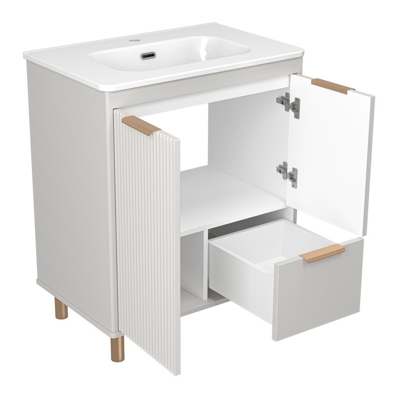 Тумба под раковину Brevita Risacca crema 70 напольная 2 дв. 1 ящ. / RIS-06070-0342Я серый кашемир эмаль