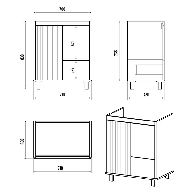 Тумба под раковину Brevita Risacca pistachio 70 напольная 2 дв. 1 ящ. / RIS-06070-0842Я фисташковый матовая эмаль
