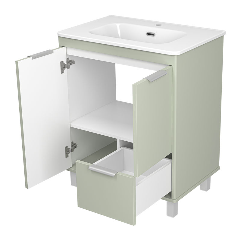Тумба под раковину Brevita Risacca pistachio 70 напольная 2 дв. 1 ящ. / RIS-06070-0842Я фисташковый матовая эмаль