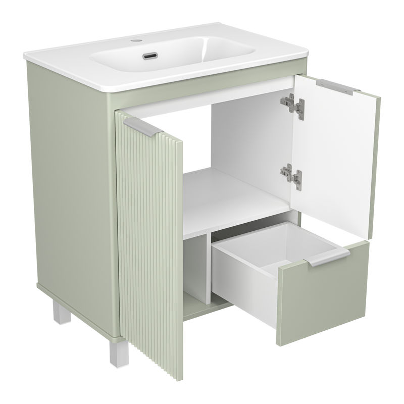 Тумба под раковину Brevita Risacca pistachio 70 напольная 2 дв. 1 ящ. / RIS-06070-0842Я фисташковый матовая эмаль