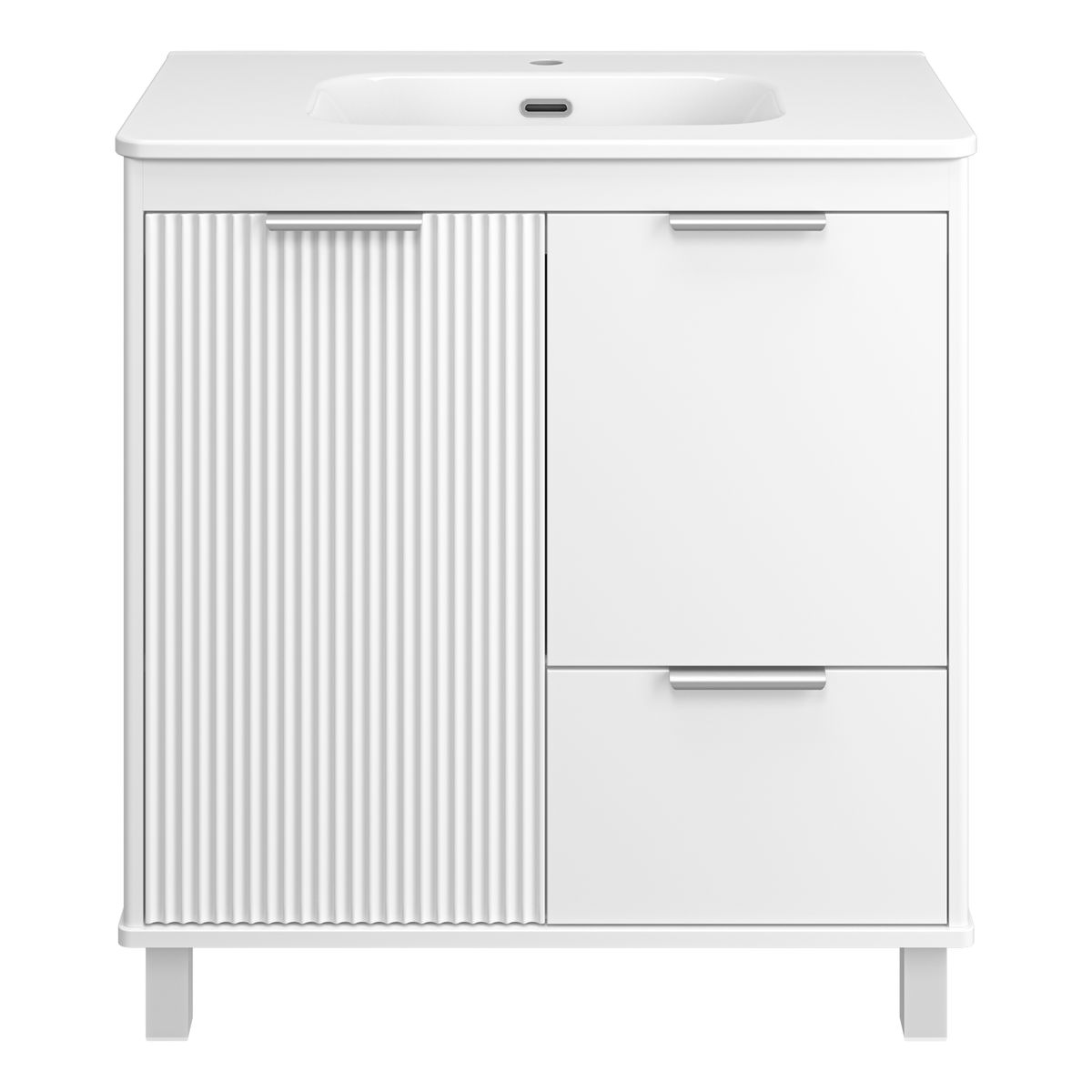 RISACCA white - 80 Тумба напольная 2 дв. 1 ящ., белая матовая эмаль