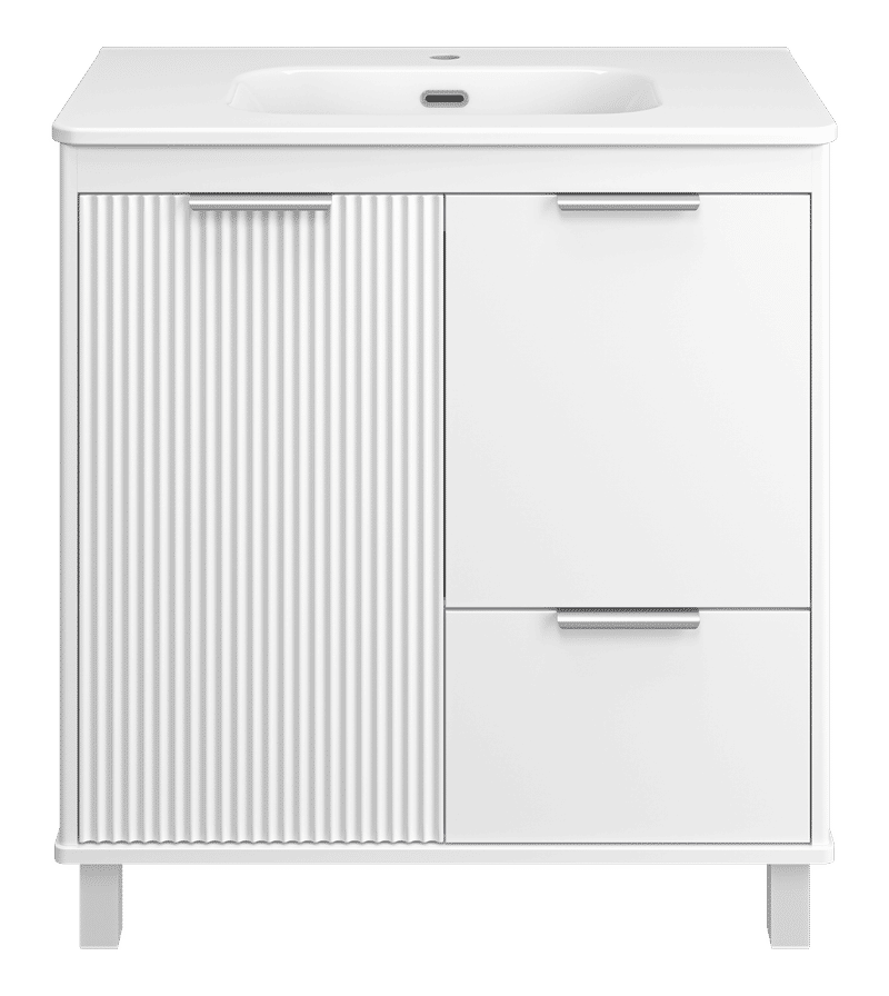 RISACCA white - 80 Тумба напольная 2 дв. 1 ящ., белая матовая эмаль