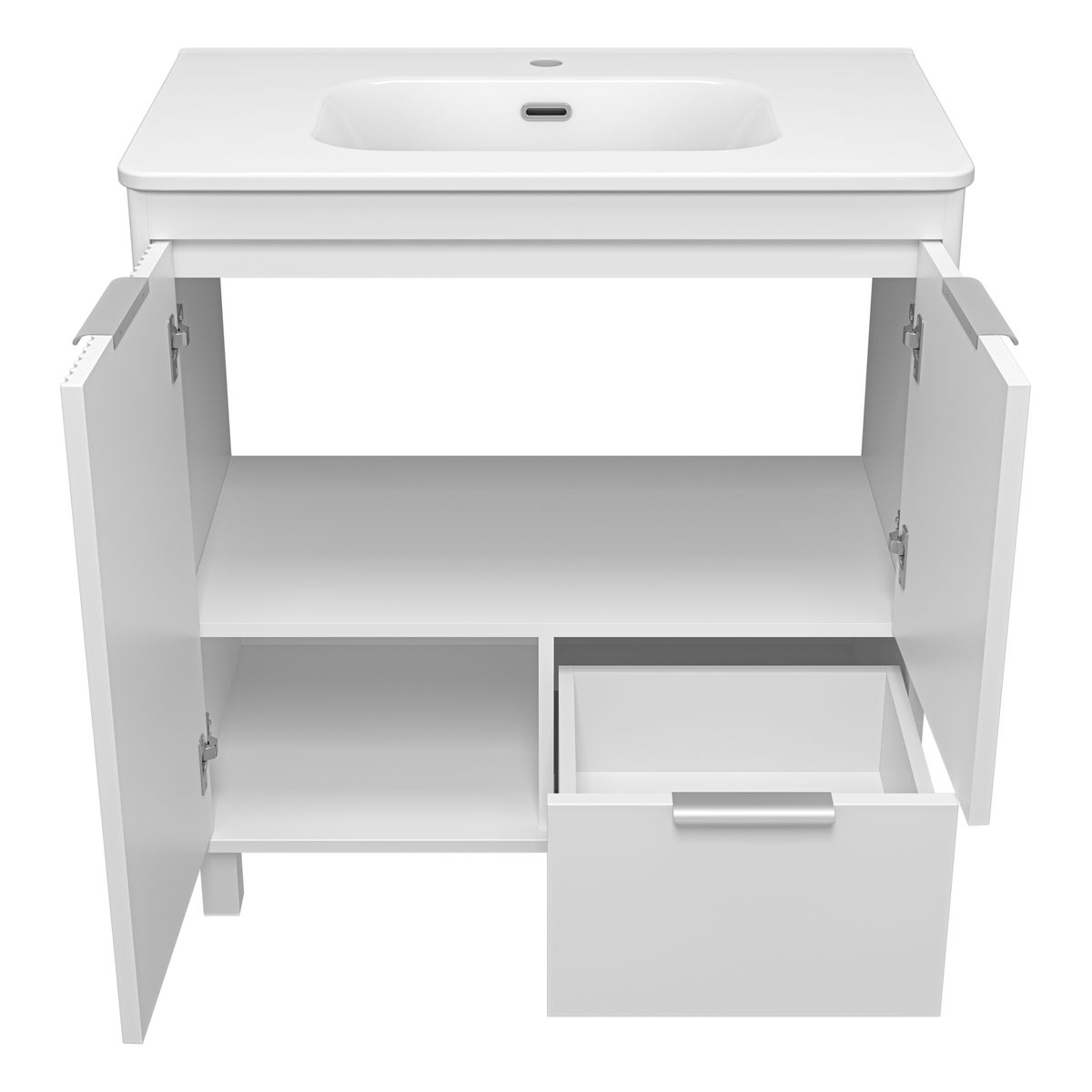 RISACCA white - 80 Тумба напольная 2 дв. 1 ящ., белая матовая эмаль