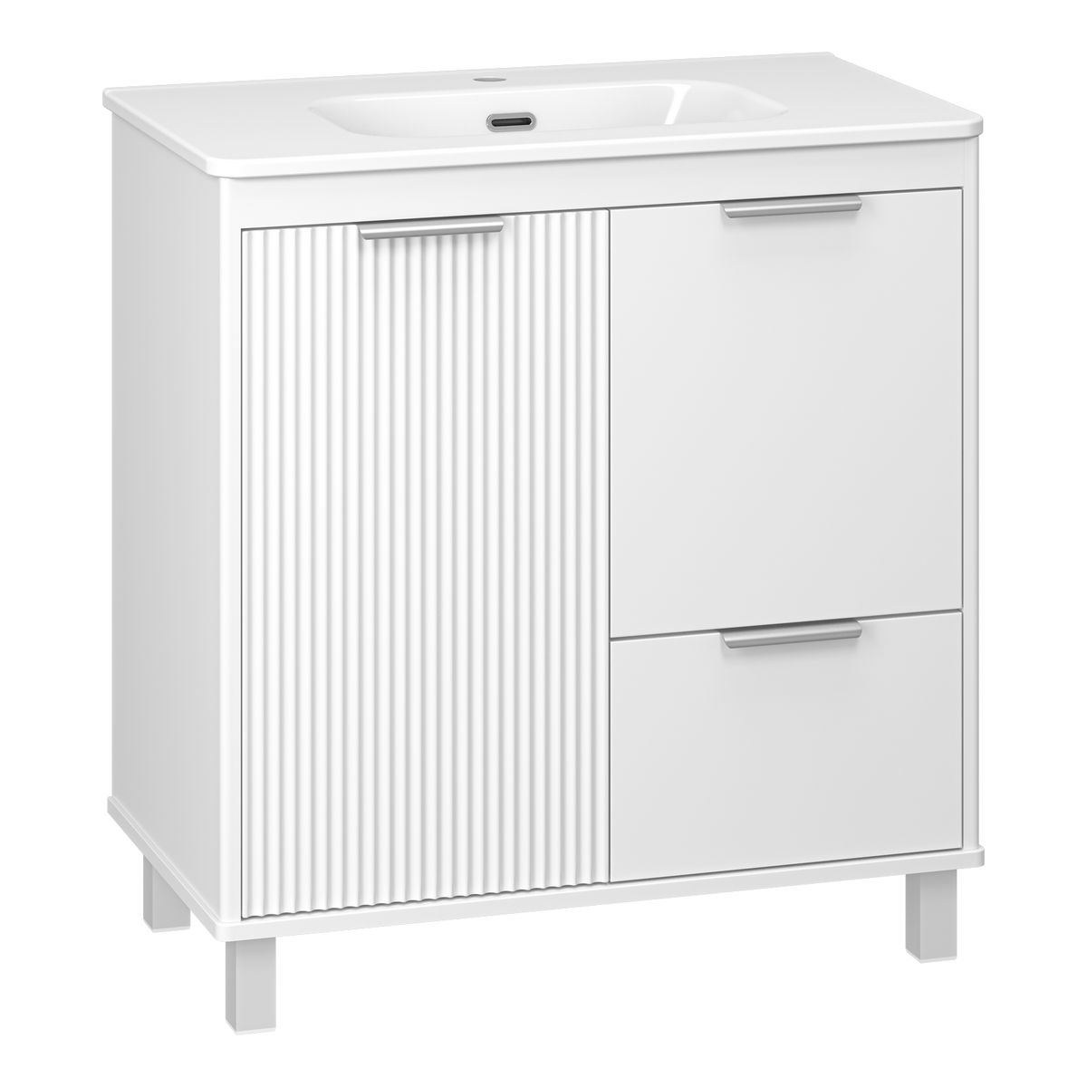 RISACCA white - 80 Тумба напольная 2 дв. 1 ящ., белая матовая эмаль