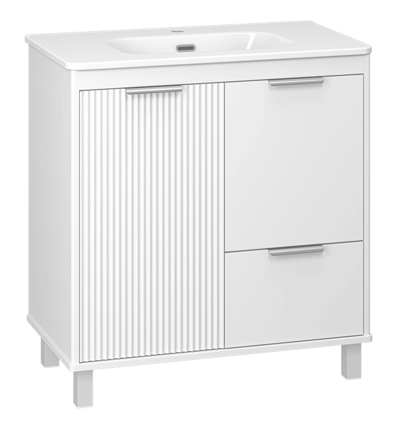 RISACCA white - 80 Тумба напольная 2 дв. 1 ящ., белая матовая эмаль