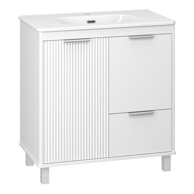 Тумба под раковину Brevita Risacca white 80 напольная 2 дв. 1 ящ. / RIS-06080-0142Я белая матовая эмаль