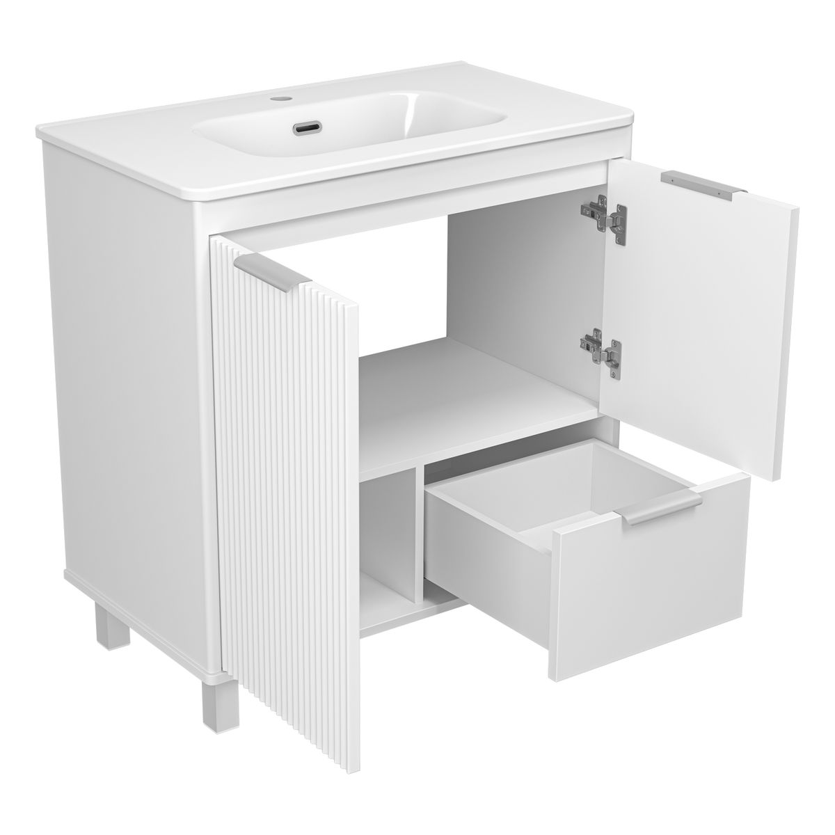 RISACCA white - 80 Тумба напольная 2 дв. 1 ящ., белая матовая эмаль