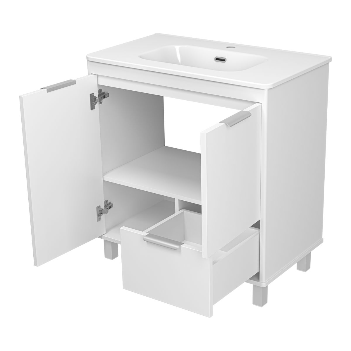 RISACCA white - 80 Тумба напольная 2 дв. 1 ящ., белая матовая эмаль