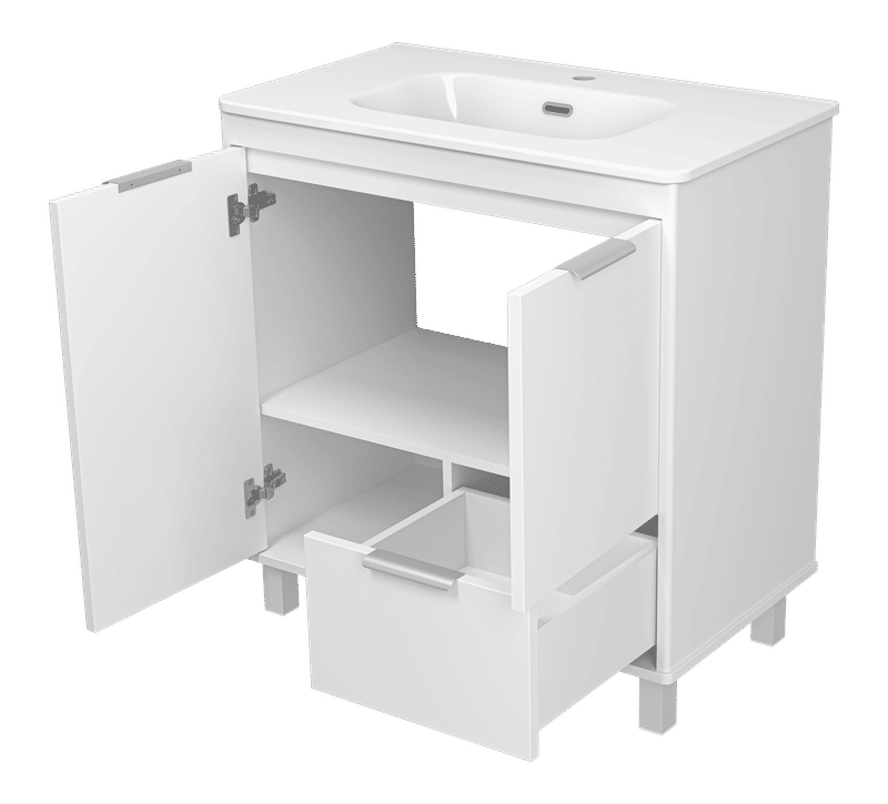 RISACCA white - 80 Тумба напольная 2 дв. 1 ящ., белая матовая эмаль
