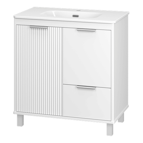 Тумба под раковину Brevita Risacca white 80 напольная 2 дв. 1 ящ. / RIS-06080-0142Я белая матовая эмаль