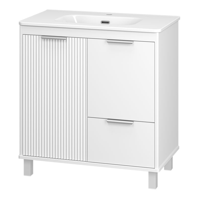 Тумба под раковину Brevita Risacca white 80 напольная 2 дв. 1 ящ. / RIS-06080-0142Я белая матовая эмаль