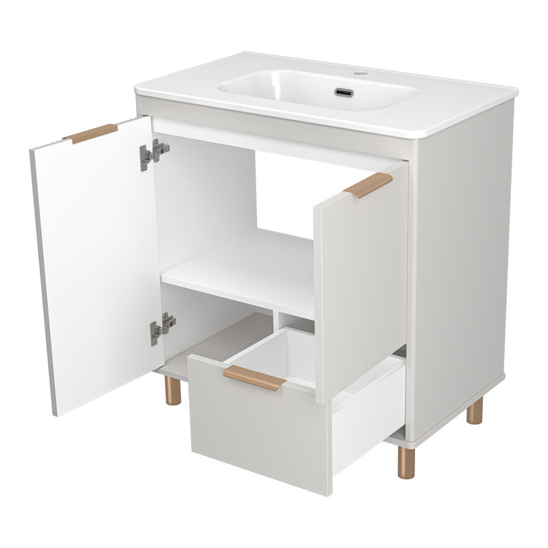 Тумба под раковину Brevita Risacca crema 80 напольная 2 дв. 1 ящ. / RIS-06080-0342Я серый кашемир эмаль