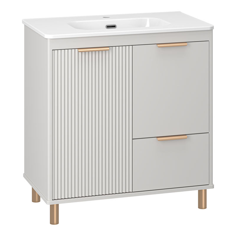 Тумба под раковину Brevita Risacca crema 80 напольная 2 дв. 1 ящ. / RIS-06080-0342Я серый кашемир эмаль