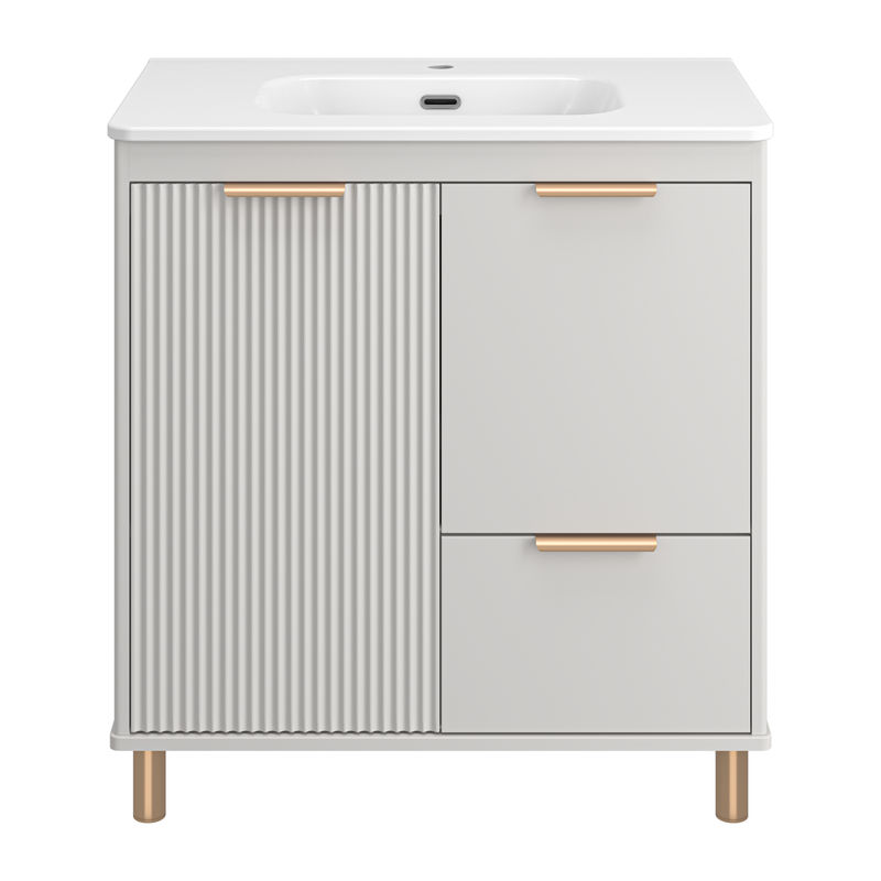 Тумба под раковину Brevita Risacca crema 80 напольная 2 дв. 1 ящ. / RIS-06080-0342Я серый кашемир эмаль