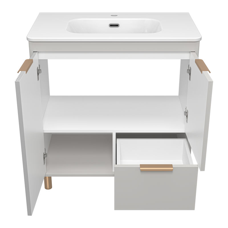 Тумба под раковину Brevita Risacca crema 80 напольная 2 дв. 1 ящ. / RIS-06080-0342Я серый кашемир эмаль