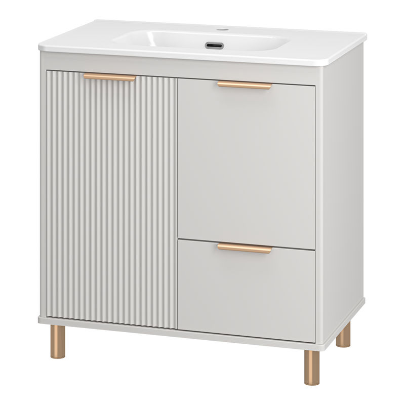 Тумба под раковину Brevita Risacca crema 80 напольная 2 дв. 1 ящ. / RIS-06080-0342Я серый кашемир эмаль