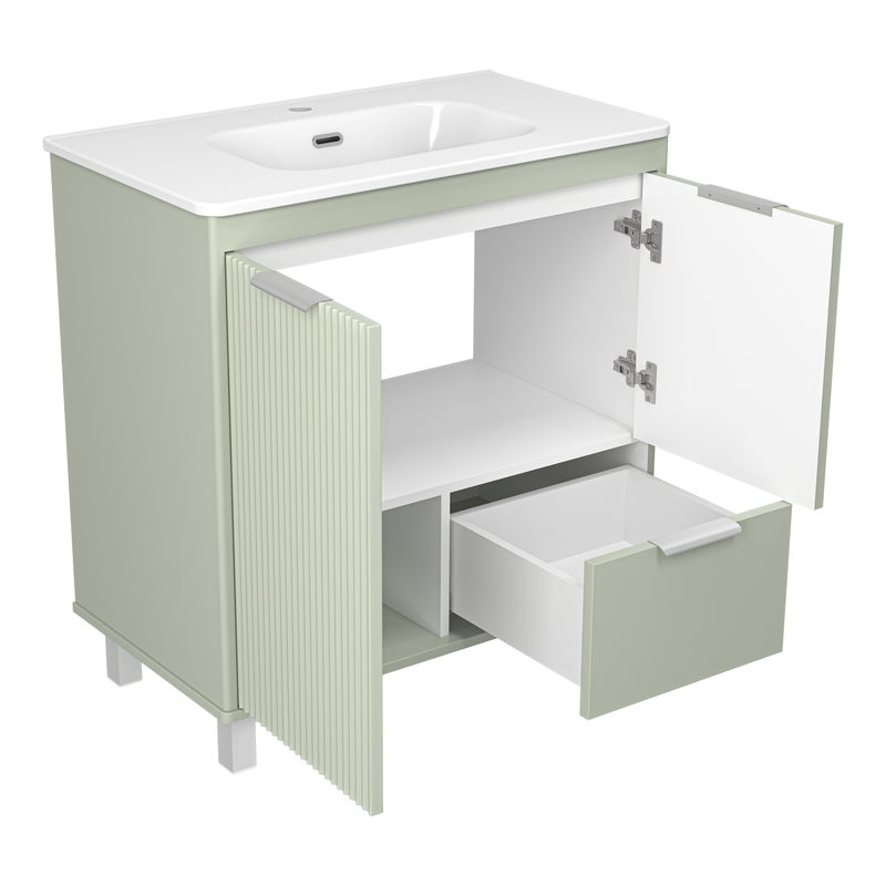 Тумба под раковину Brevita Risacca pistachio 80 напольная 2 дв. 1 ящ. / RIS-06080-0842Я фисташковый матовая эмаль