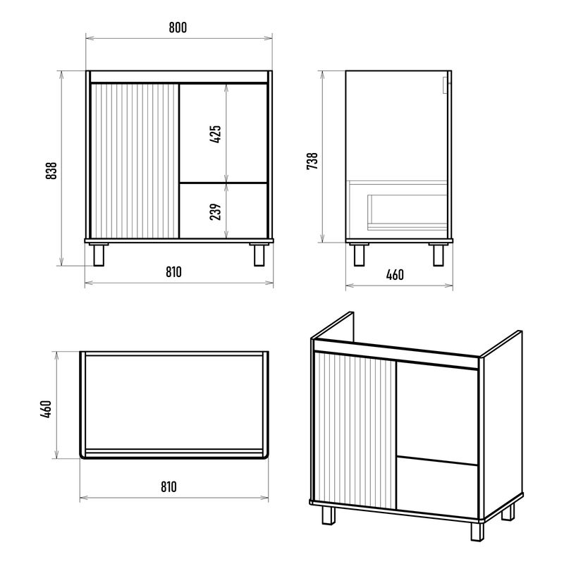 Тумба под раковину Brevita Risacca pistachio 80 напольная 2 дв. 1 ящ. / RIS-06080-0842Я фисташковый матовая эмаль